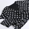 Women Polka Dot Chiffon Dress Deep V Neck Short Sleeves Cross Overlap Vintage Dress Plus Size Black