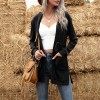 Women Loose Hooded Cardigan Open Front Drawstring High Waist Long Sleeve Cover Ups Casual Tops