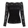 Sexy Women Hollow Out Lace Blouse Off Shoulder Slash Neck Long Sleeves Elegant Ladies Top Shirt