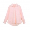 New Fashion Women Loose Shirt Solid Turn-Down Collar Long Sleeve Pocket Casual Blouse Tops White/Pink