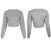 Women Sport Yoga Crop Top Blouse O-Neck Long Sleeves Casual Sportswear Pullover Top T-Shirt
